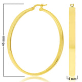 Italian 14k Yellow Gold Rounded Flat Tube Small Hollow Hoop Earrings 1.8" 3.9 grams - Yellow 3.9 grams