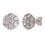 14k White Gold Flower Cluster Round Diamond Stud Earrings 4.67ctw 12.5mm 4.7g