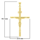 Italian 14k Yellow Gold Hollow INRI Crucifix Cross Charm Pendant 1.7" 1.7 grams