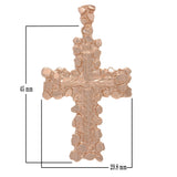 14k Rose Gold Diamond Cut Nugget Cross Pendant Religious Charm 2" 11.7 grams