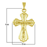 10k Yellow Gold Filigree Cross Crucifix Cross Religious Charm Pendant 2" 4.9g