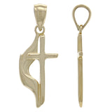 14k Yellow Gold Solid Religious Methodist Cross Charm Pendant 1.4" 2.8 grams - Yellow