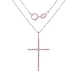 14k White Gold Diamond Cross Pendant Necklace 18" - White