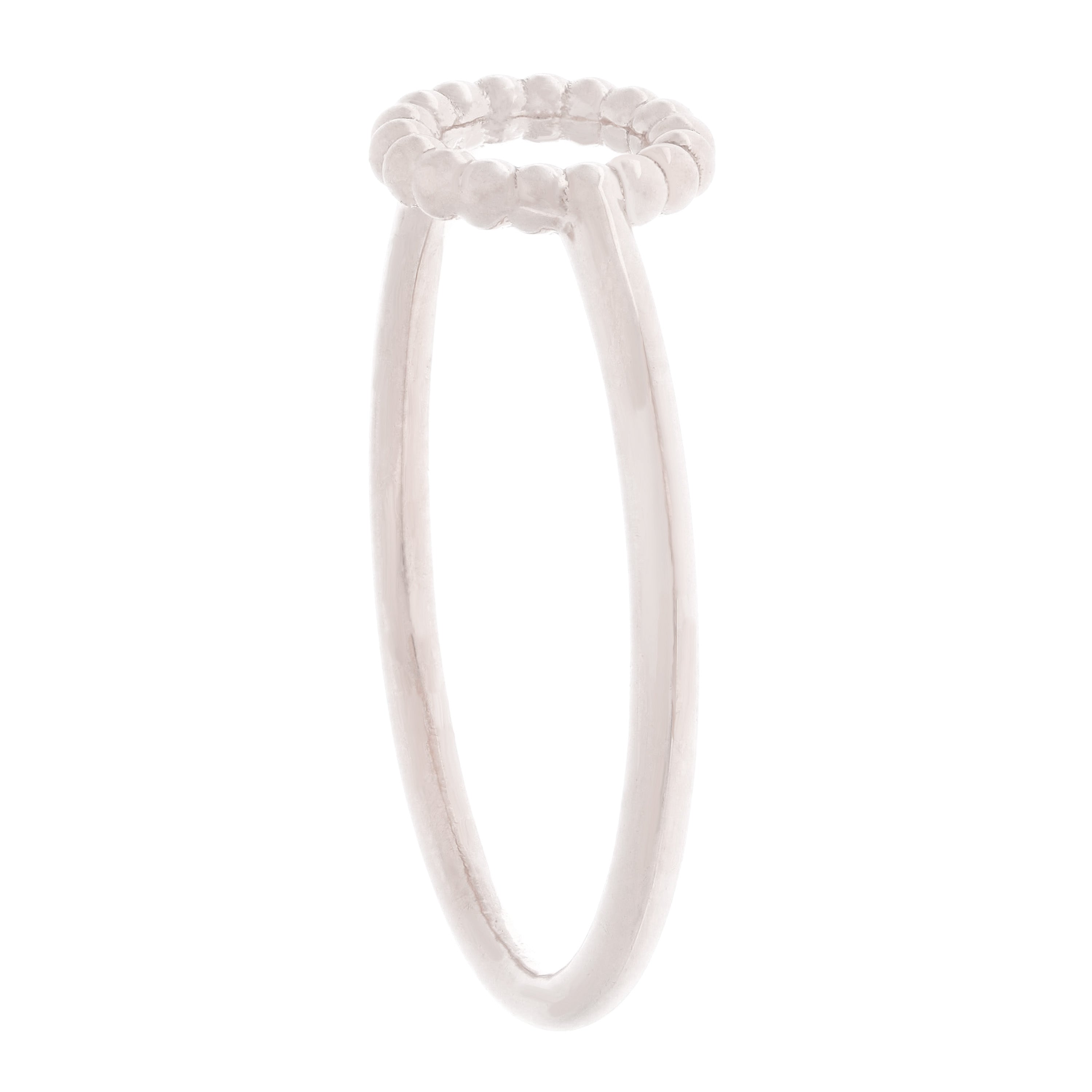 14k White Gold Bright Polished Twisted Open Circle Slim Stackable Ring Size 7 - White