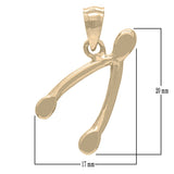 14k Yellow Gold Wishbone Good Luck Charm Pendant - Yellow
