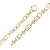 14k Yellow Gold Handmade Greek Key Link Chain Bracelet 9" 6mm 29.5 grams - 9"