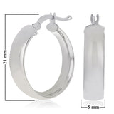 Italian 14k White Gold Hollow High Polished Round Hoop Earrings 21mm x 5mm 2.1g