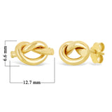 Italian 14k Yellow Gold Shiny Pretzel Love Knot Tubular Stud Earrings - Yellow,Medium