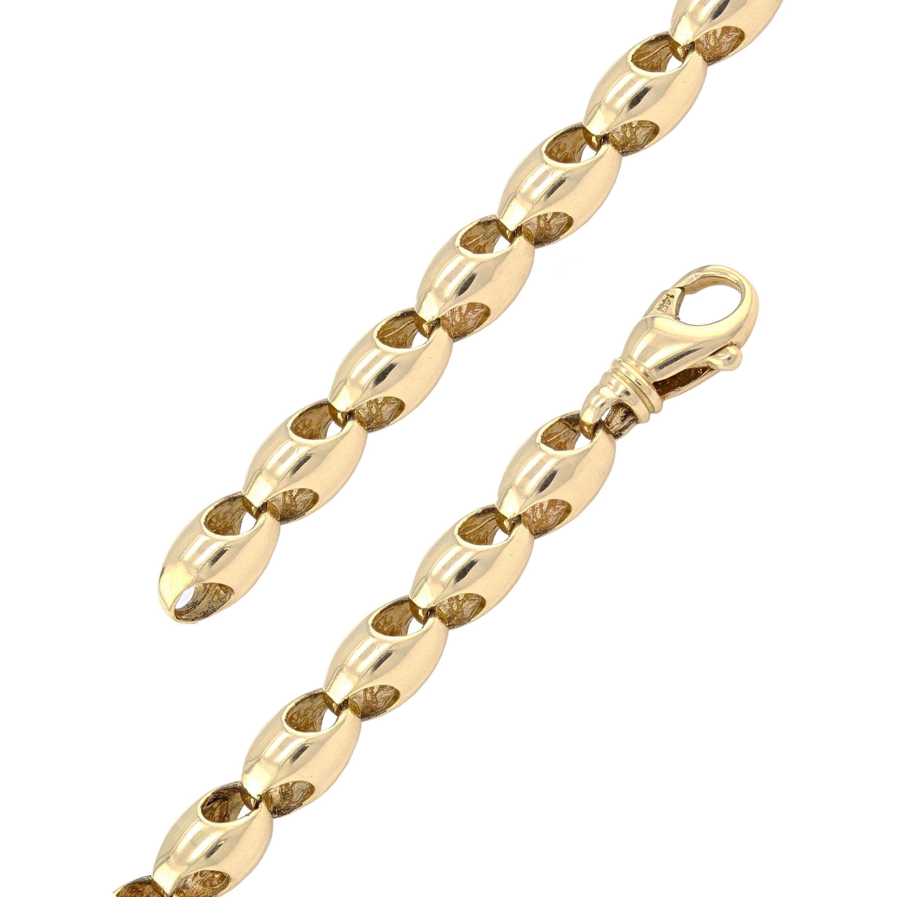 10k Yellow Gold Solid Handmade Fashion Link Bracelet 7" 7mm 25 grams - Yellow,7" 25 grams
