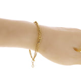 Italian 14k Yellow Gold U Shape Hardwear & Double Cuban Link Bracelet 7" 3.3gram