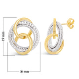 Italian 14k Yellow & White Gold Multiple Textured Love Knot Drop Stud Earrings - Textured Love Knot Drop
