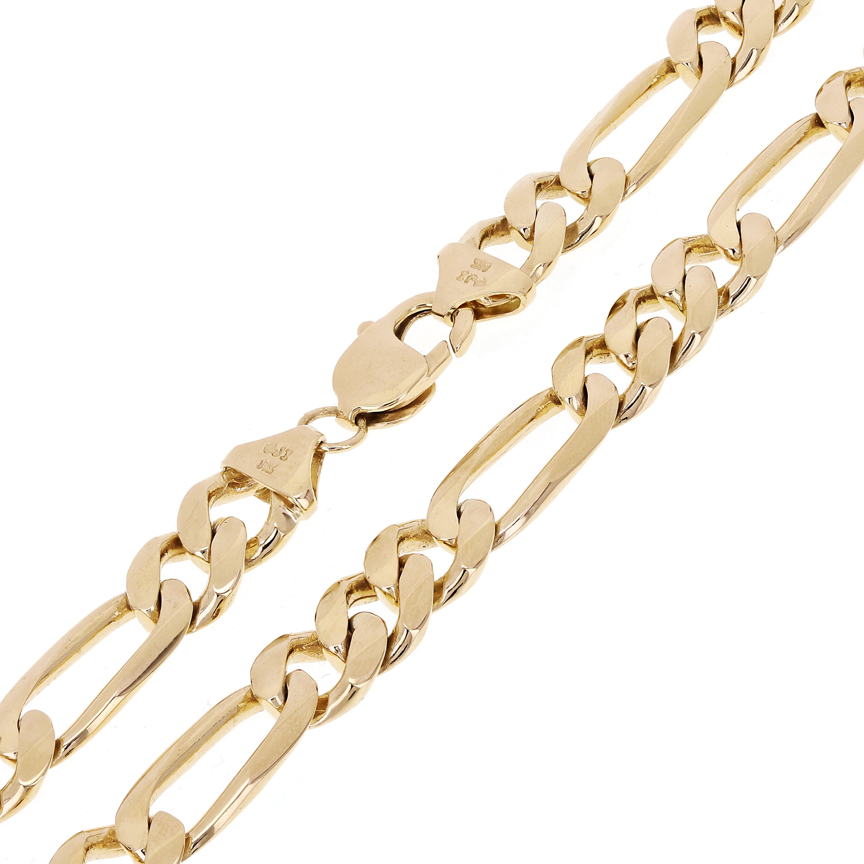 Men's 14k Yellow Gold Solid Figaro Necklace Link Chain 20" 10.5mm 101.1 grams - 20"