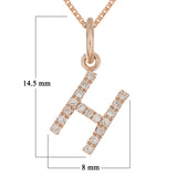 14k Rose Gold Diamond Initial Letter H Charm Pendant Necklace 18" - Letter H,Rose