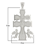 14k White Gold Caravaca Cross Jesus Christ Angels Cross Pendant 2" 8.2 grams - White