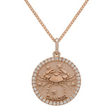 14k Rose Gold  Diamond Zodiac Sign Cancer Pendant Necklace 18" - Cancer,Rose