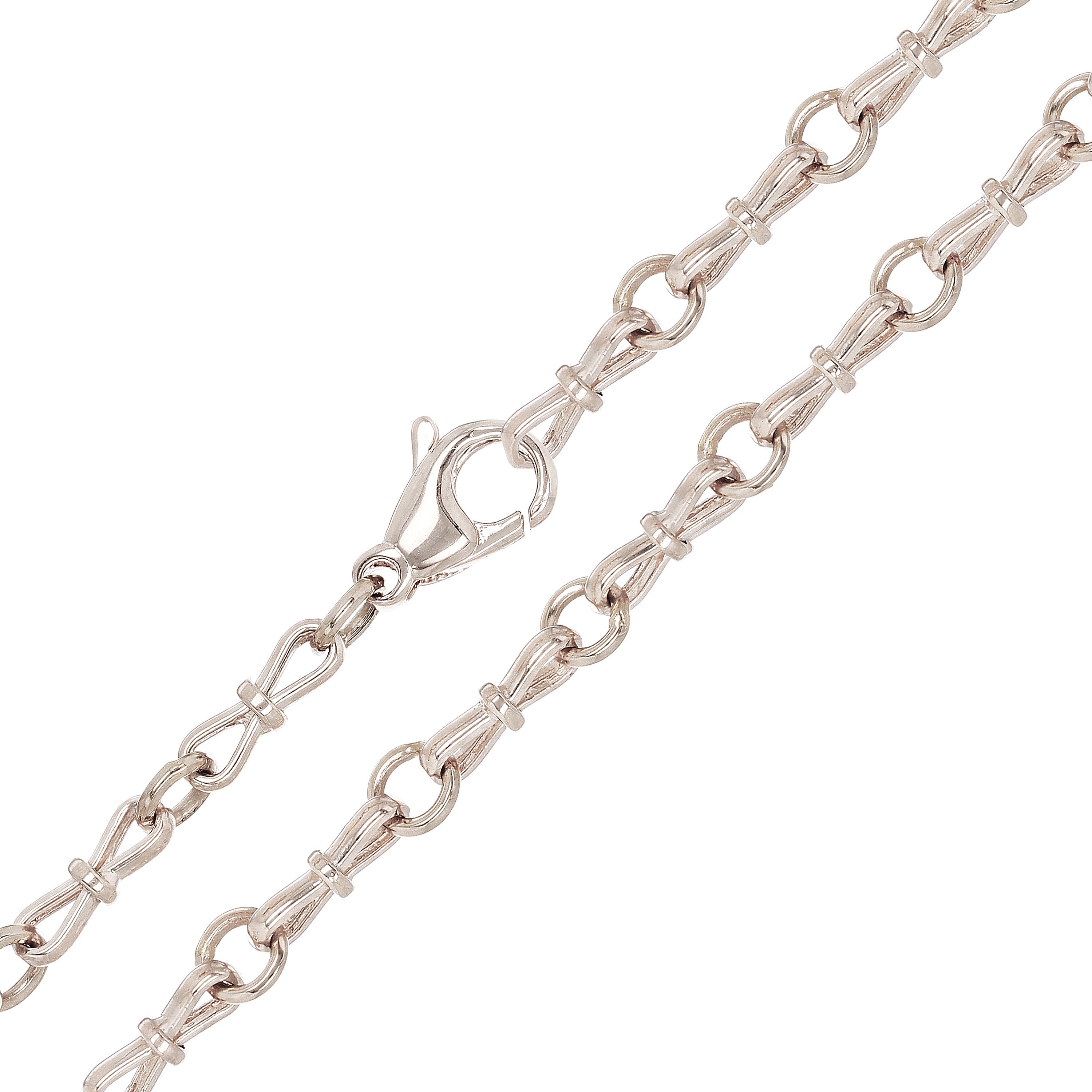10k White Gold Handmade Bow Fashion Link Chain Necklace 20" 3.5mm 19.5 grams - White,20" 19.5 grams