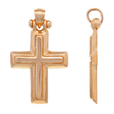 14k Rose Gold 3D Cross Religious Charm Pendant 1.17" 3.9 grams - Rose