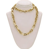 18k Yellow Gold Solid Handmade Link Chain Necklace 22" 8.5mm 158 grams - Yellow,22"