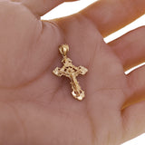 14k Yellow Gold Crucifix INRI Jesus Christ 3D Cross Pendant 1.4" 2 grams