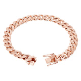 10k Rose Gold Solid Heavy Miami Cuban Chain Link Bracelet 8" 10 mm 52 grams with Box Clasp - Rose,8"