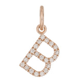 14k Rose Gold Diamond Initial Letter B Charm Pendant - Letter B,Rose