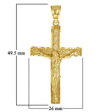 14k Yellow Gold Diamond Cut Jesus Christ Crucifix Cross Pendant 1.9" 5.5 grams