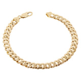 14k Yellow Gold Solid Curb Cuban Link Chain Bracelet 7" 8mm 20.8 grams - 7"