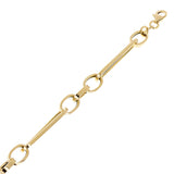 Italian 14k Yellow Gold Hollow Paper Clip Link  Bracelet 7.5" 6.7mm 3.3 grams