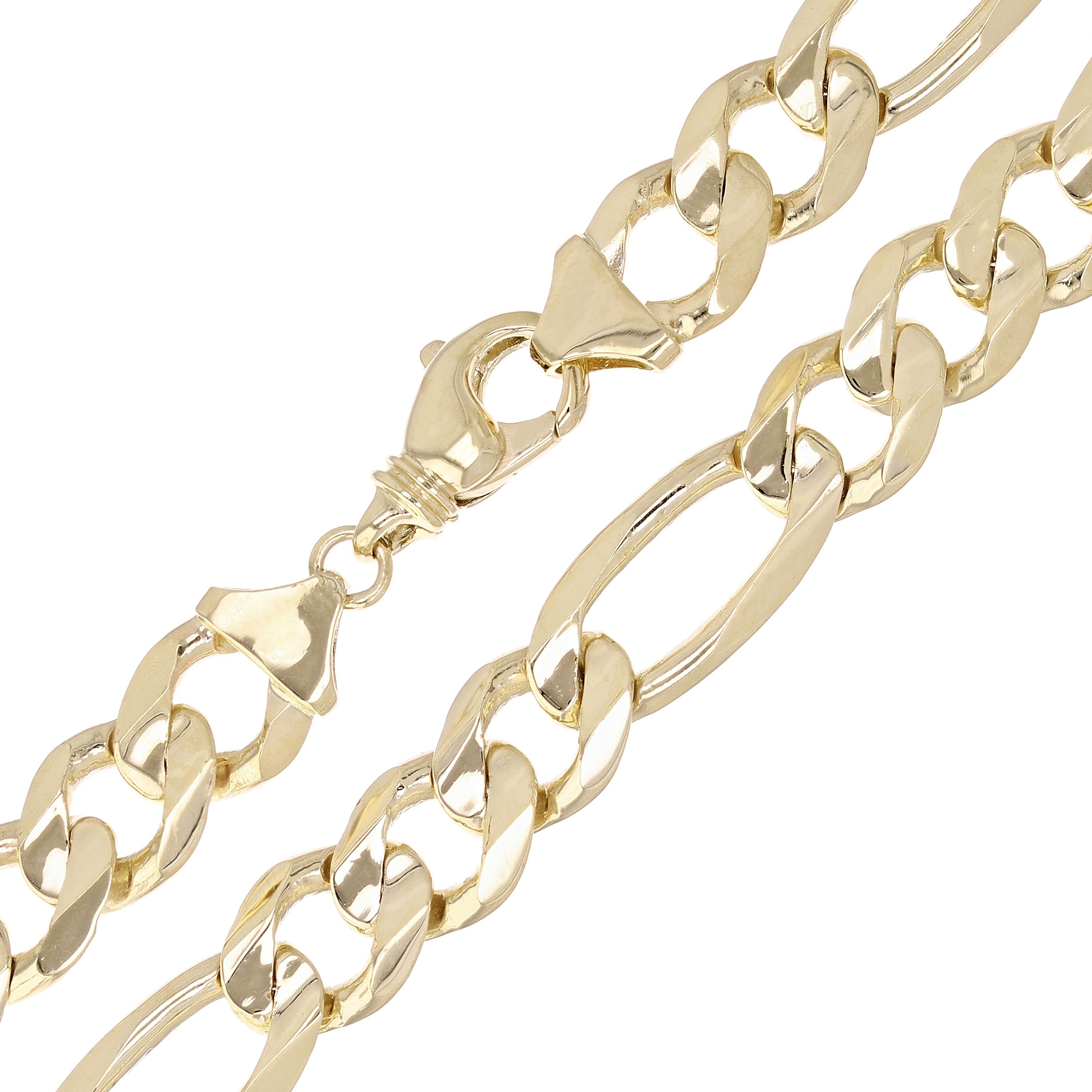 Men's 10k Yellow Gold Figaro Chain Necklace Solid Heavy Link 30" 12mm 130.6grams - Yellow,30"