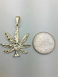 14k Yellow Gold Diamond Cut Marijuana Leaves Leaf Weed Charm Pendant 3.7 grams