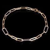 Italian 14k Two Tone Gold Hollow Paper Clip Chain Bracelet 7.5" 4mm&5.6mm 3.1g - 7.5" 5.6mm