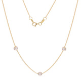 Italian 14k Two Tone Gold Polished Ball Bead Station Necklace 16.5" 5mm 2.1 gram