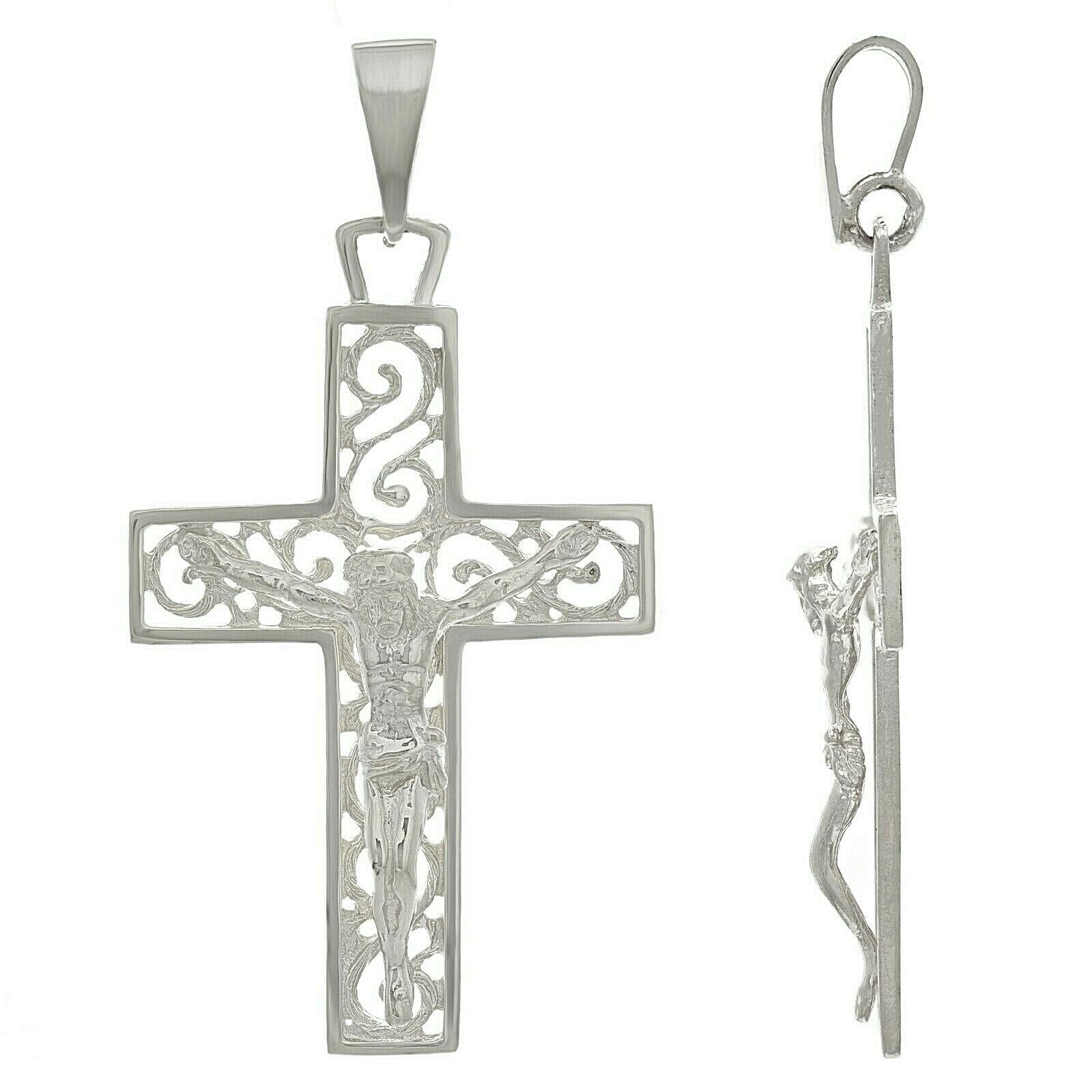 925 Sterling Silver Christian Jesus Christ Catholic Crucifix Cross Pendant