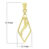 14k Yellow Gold Good Luck Italian Horn 3D Charm Pendant 1.8grams