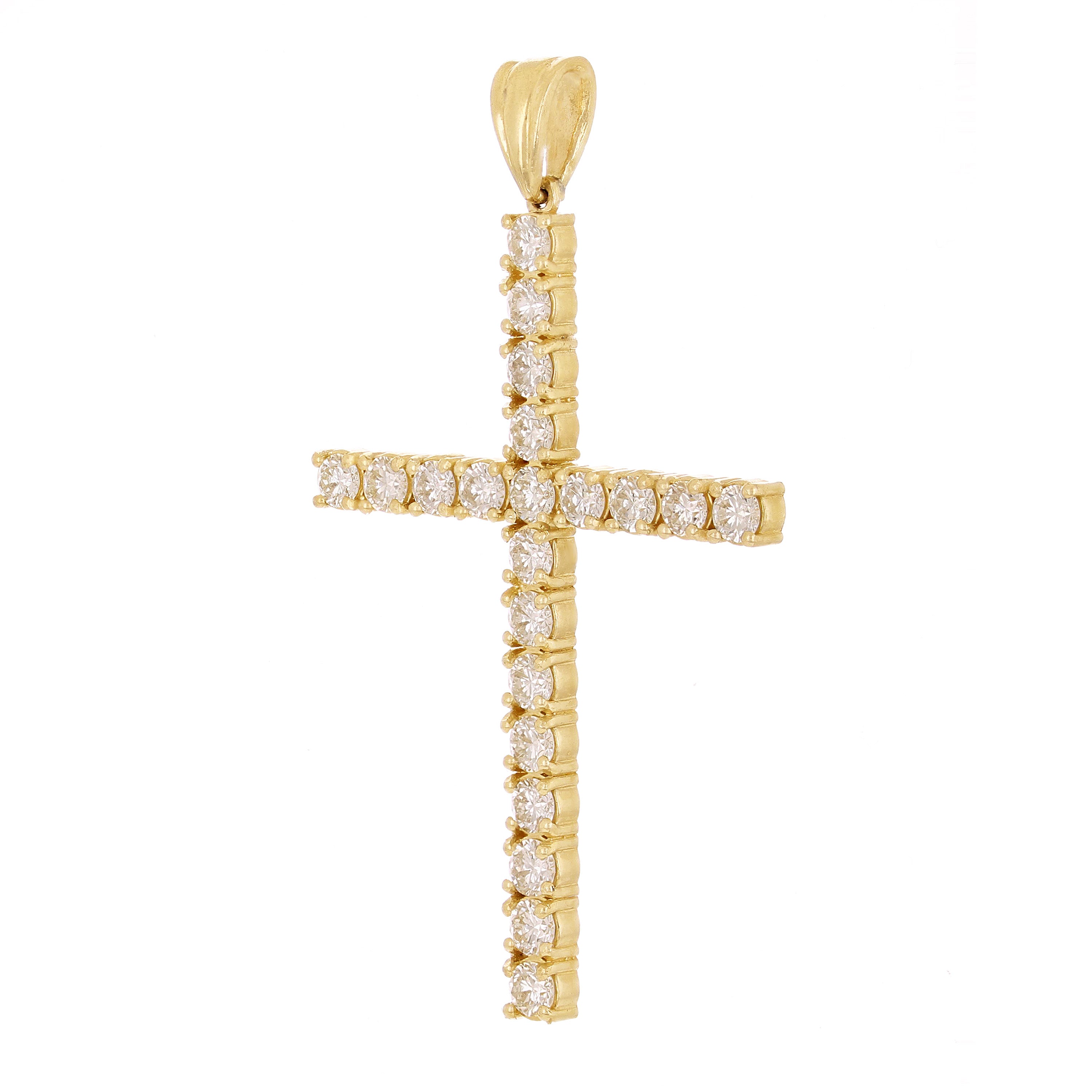 14k Yellow Gold 2.75ctw Diamond Cross Pendant 2.2" 6.5 grams