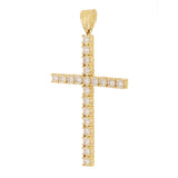 14k Yellow Gold 2.75ctw Diamond Cross Pendant 2.2" 6.5 grams