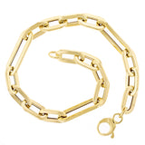 Italian 14k Yellow Gold Hollow Oval Paper Clip Links Bracelet 7.5" 4.9 grams