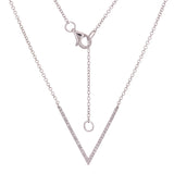 14k White Gold Diamond V Arrow Charm Pendant Necklace Adjustable 16"-22"