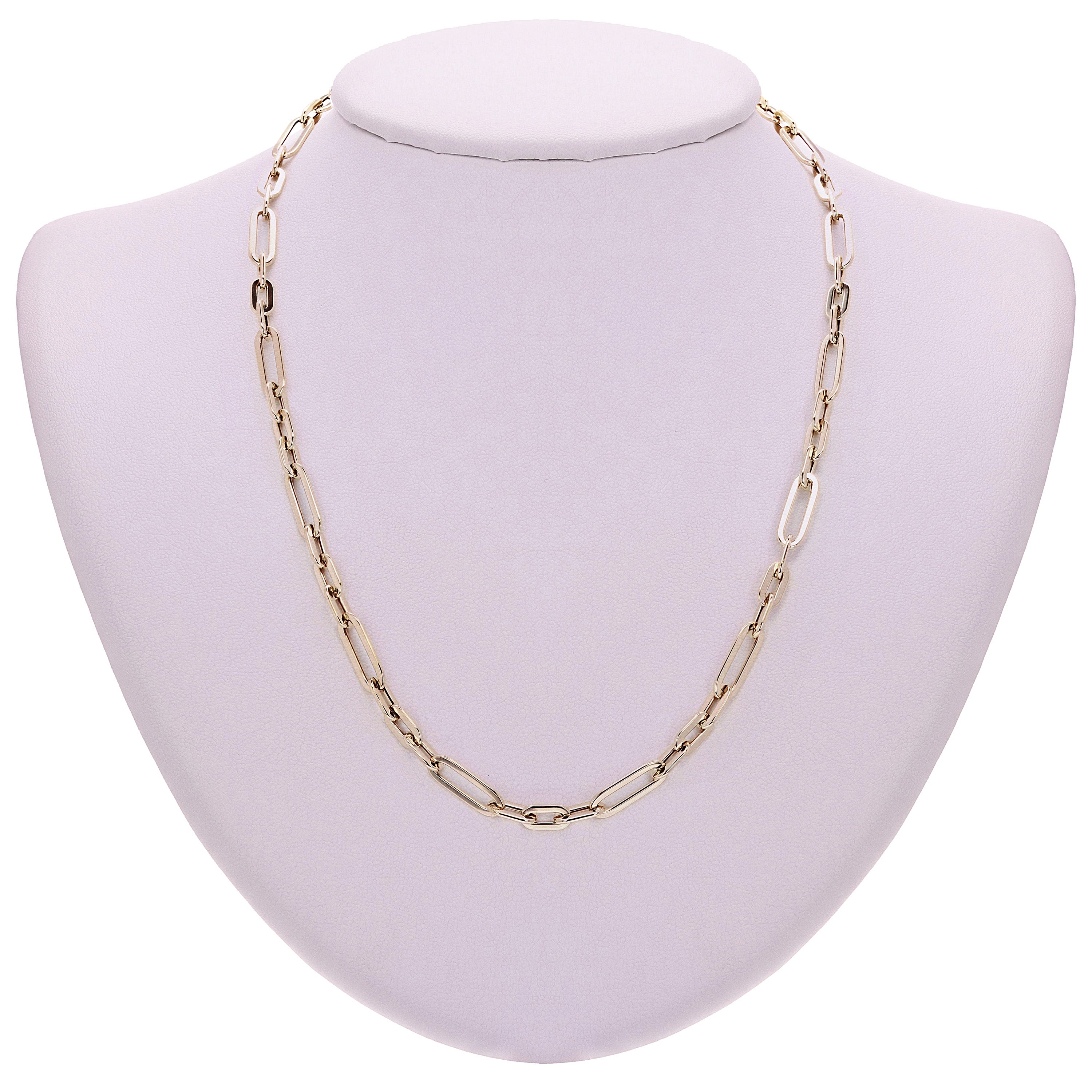 Italian 14k Yellow Gold Paper Clip Link Chain Necklace 18" 5mm 7.9 grams