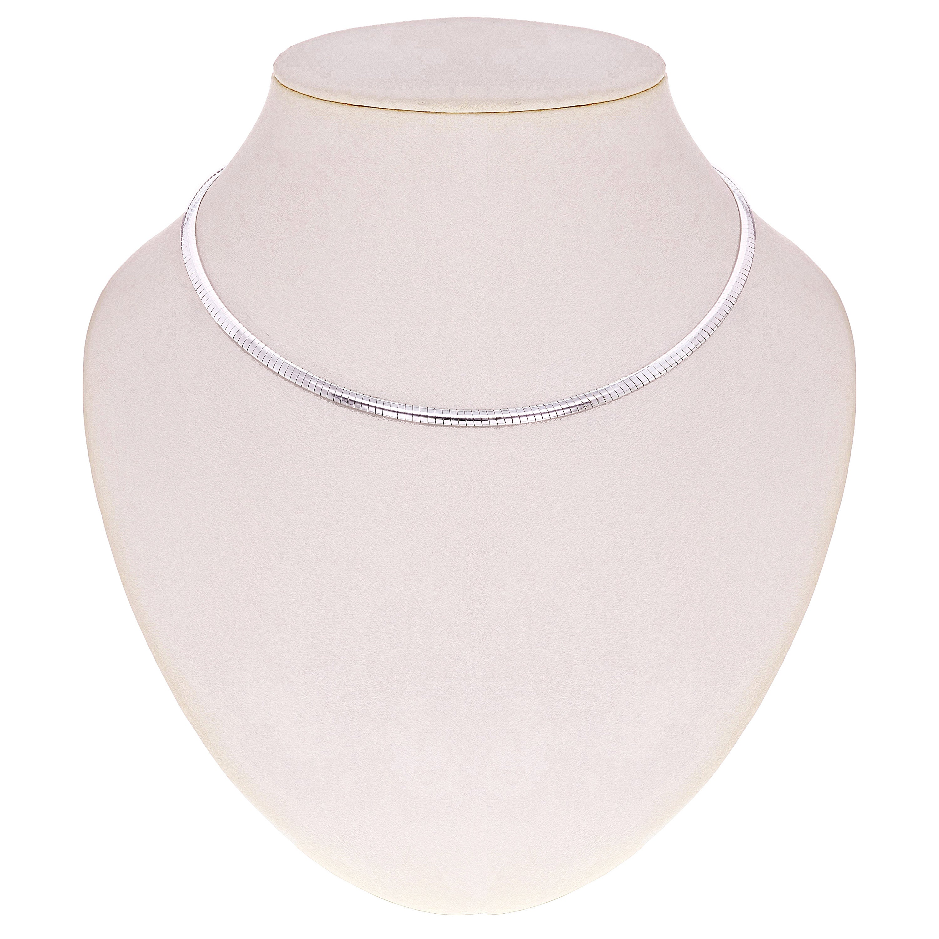 Women's Italian 14k White Gold Omega Necklace Choker 16.5" 4mm 15.3 grams - 15.3 grams