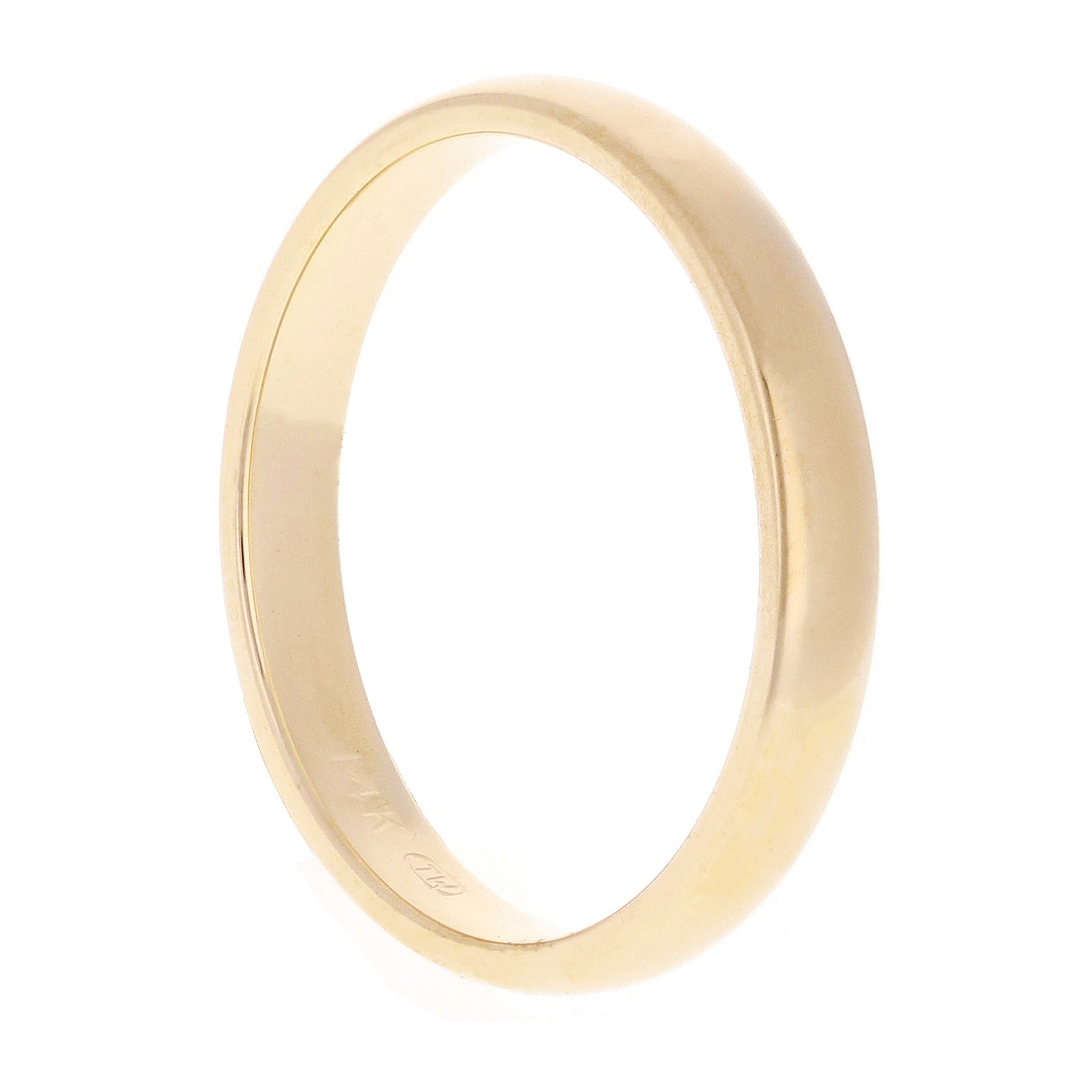 14k Yellow Gold Comfort Fit Plain Wedding Band Ring 3mm Size 13 - Yellow,3mm Ring Size 13