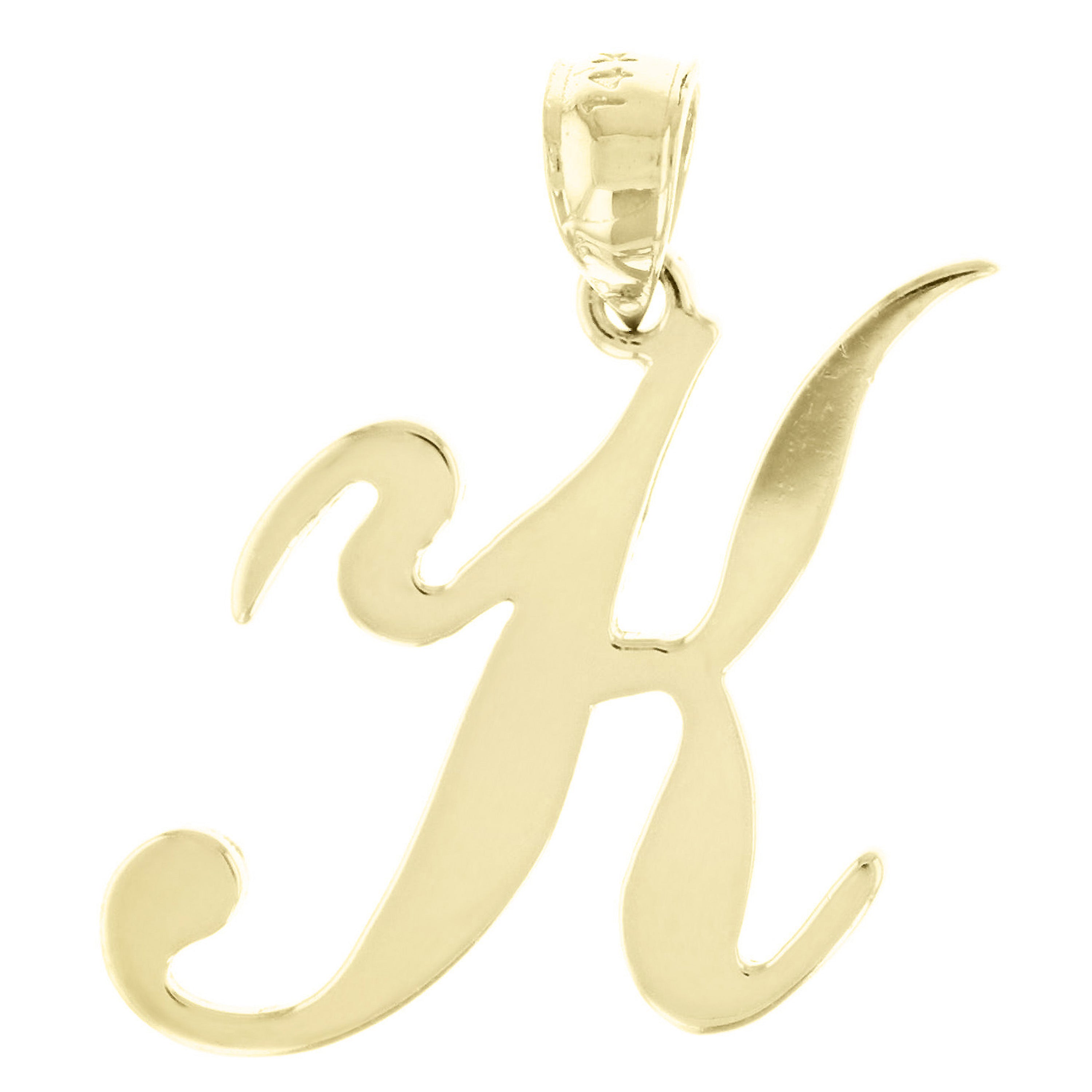 14k Yellow Gold Initial Letter K Alphabet Charm Pendant - Letter K,Yellow