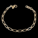 Italian 14k Yellow Gold Hollow Oval Paper Clip Link Bracelet 7.5" 4.7mm 3.4grams