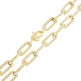 Italian 14k Yellow Gold Hollow Textured Paper Clip Link Necklace 17.8" 6.6mm