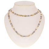 10k Yellow & White Gold Solid Handmade Link Chain Necklace 20" 6.9mm 77.6 grams - 20"