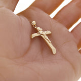 Italian Hollow 14k Yellow Gold INRI Crucifix Cross Charm Pendant 1.6" 2 grams