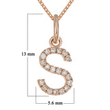 14k Rose Gold Diamond Initial Letter S Charm Pendant Necklace 18" - Letter S,Rose