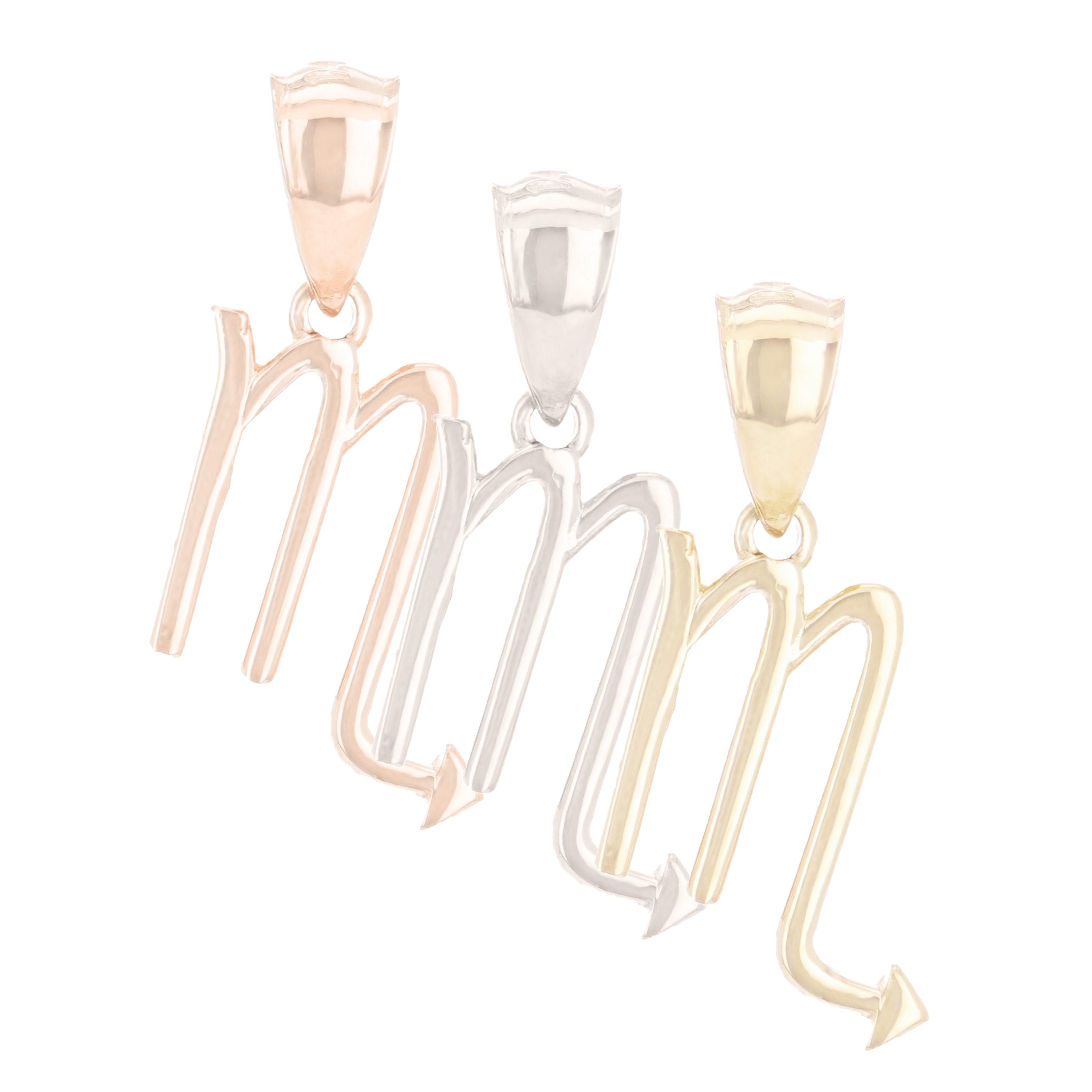 14k White Gold Scorpio Zodiac Sign Charm Pendant - Scorpio,White