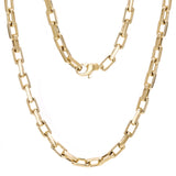 10k Yellow Gold Solid Handmade Rectangle Link Chain Necklace 20" 7mm 88 grams - 20"