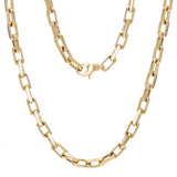 14k Yellow Gold Solid Handmade Rectangle Link Chain Necklace 20" 7mm 99 grams - 20"